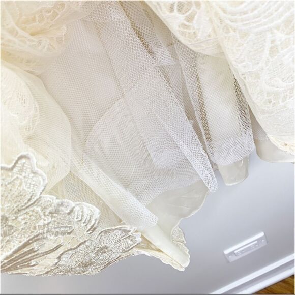 Aidan Mattox Cream Lace Overlay Women’s Fit/Flare Formal/Cocktail Dress Sz 4 - Picture 14 of 16